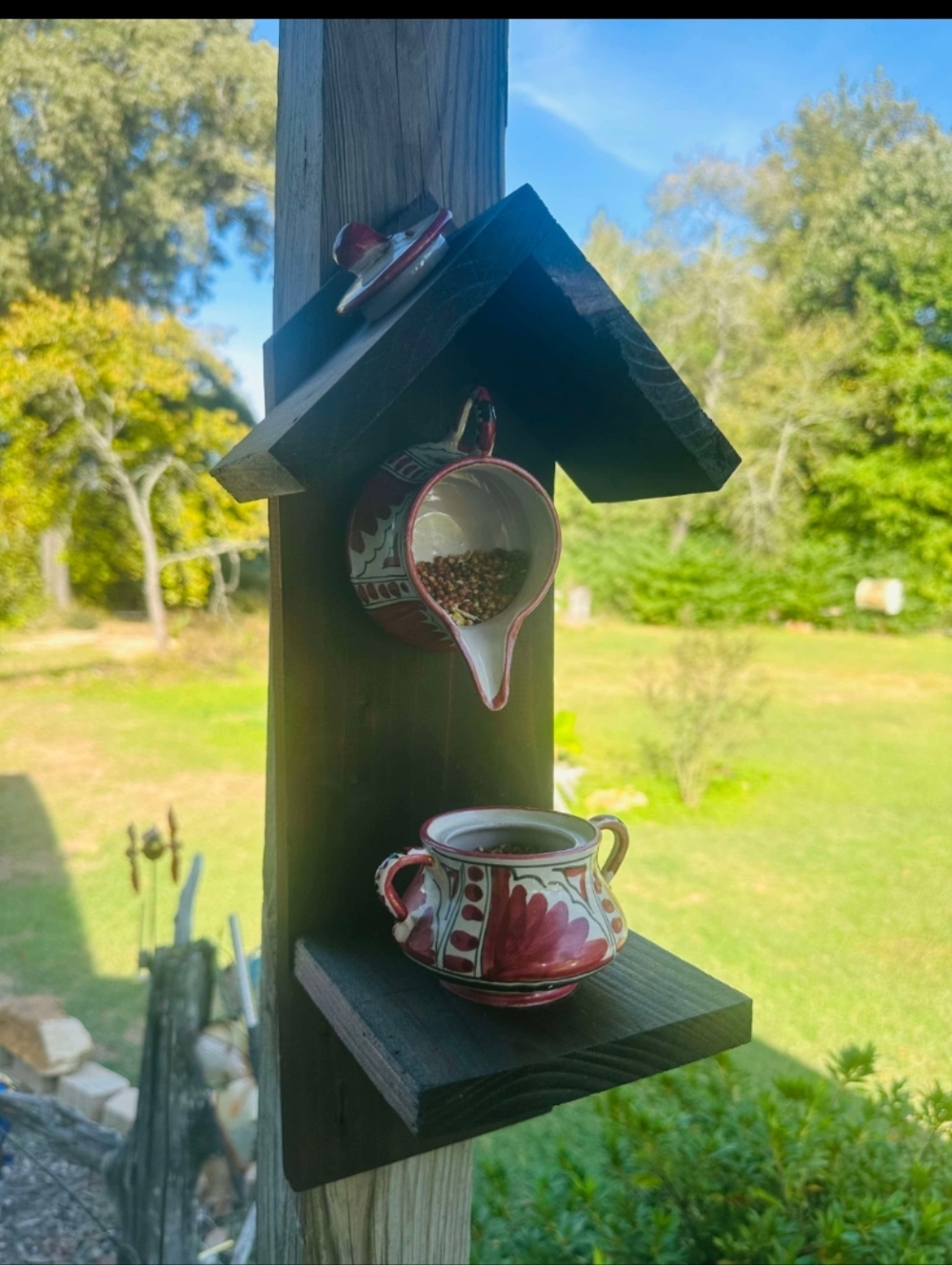 Rustic Wooden Handmade Bird Feeder Take Your Meds - Picture 15 of 16